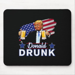 4th Of July Funny Drinking Presidents - Donald Dru Mouse Pad
