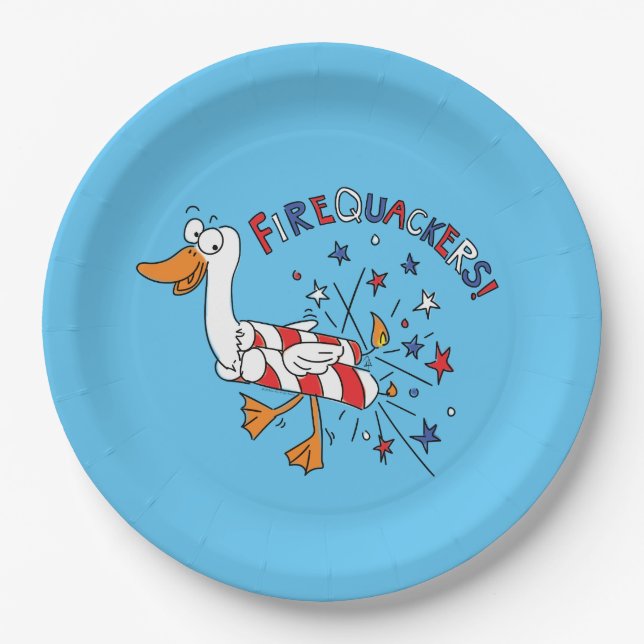 4th of July Funny Duck Kids Paper Plate (Front)