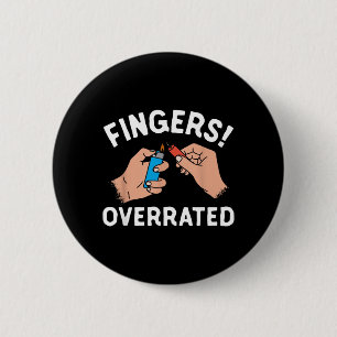 4th Of July Funny Fingers Overrated Fireworks 6 Cm Round Badge