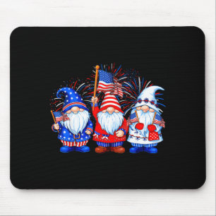 4th of july funny gnomes american flag usa mouse pad