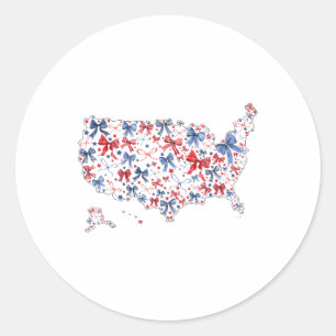 4th Of July Funny Gulf Of Mexico Usa Coquette Bow  Classic Round Sticker