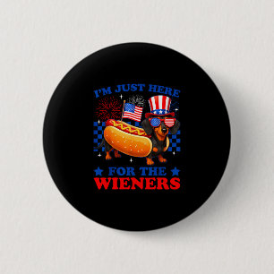 4th of july funny here for the wieners dachshund 6 cm round badge