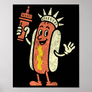 4th Of July Funny Hot Dog Boys Girls Fourth Of Jul Poster