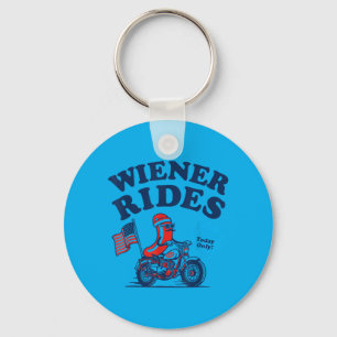 4th Of July Funny Hot Dog Wiener Rides Key Ring