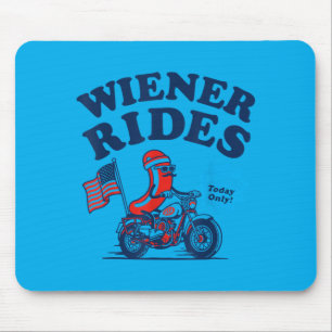 4th Of July Funny Hot Dog Wiener Rides Mouse Pad