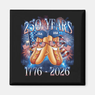4th of July Funny Hotdog 250th Anniversary USA Magnet