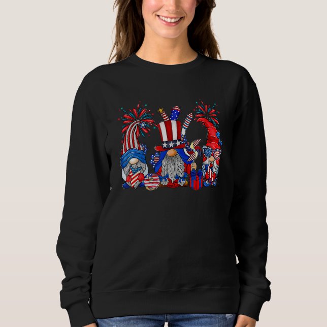 4th Of July Funny Patriotic Gnomes Sunglasses Amer Sweatshirt (Front)