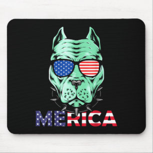 4th of July funny Pitbull Dog Independence day - Mouse Pad