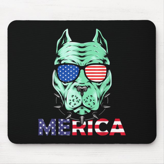 4th of July funny Pitbull Dog Independence day - Mouse Pad (Front)