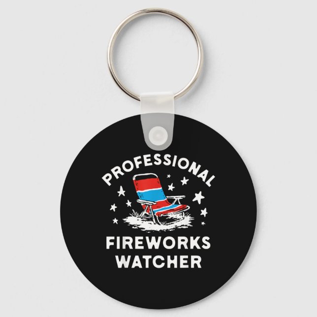 4th Of July Funny Professional Fireworks Watcher Key Ring (Front)
