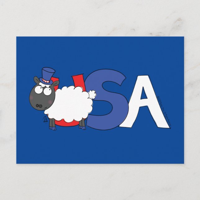 4th of July Funny USA Sheep Postcard (Front)