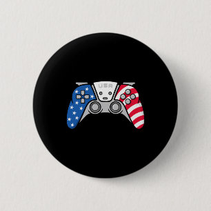 4th Of July Gamepad Video Game Usa American Flag G 6 Cm Round Badge