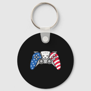 4th Of July Gamepad Video Game Usa American Flag G Key Ring
