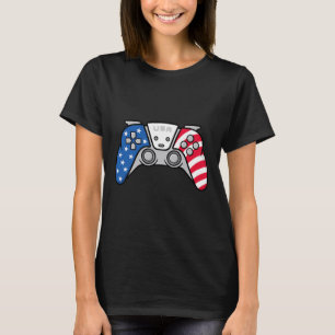 4th Of July Gamepad Video Game Usa American Flag G T-Shirt