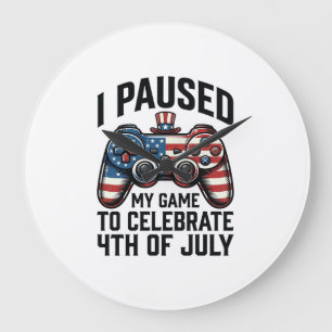 4th of July Gamer Patriotic Video Game Shirt_1 Large Clock