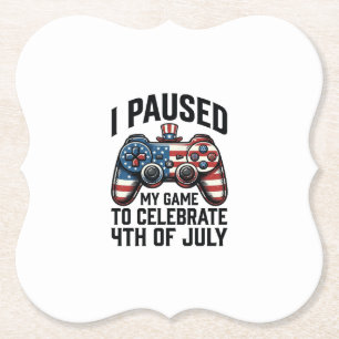 4th of July Gamer Patriotic Video Game Shirt_1 Paper Coaster
