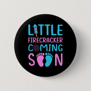 4th Of July Gender Reveal Little Firecracker Comin 6 Cm Round Badge