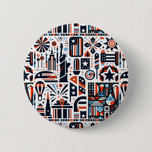 4th of July Generative Pattern 6 Cm Round Badge (Front)