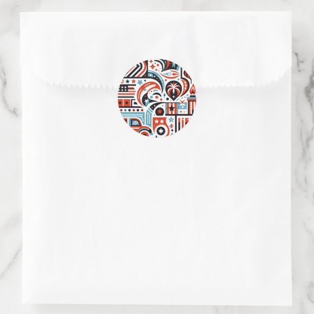4th of July Generative Pattern Classic Round Sticker (Bag)