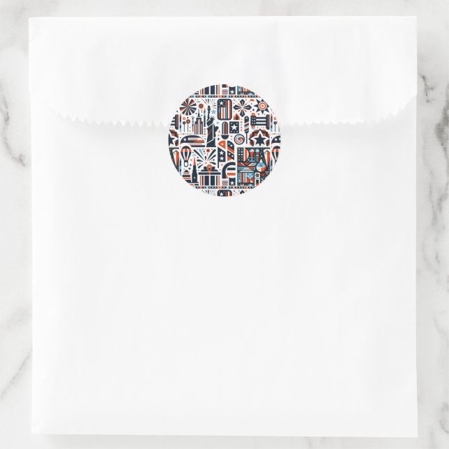 4th of July Generative Pattern Classic Round Sticker (Bag)