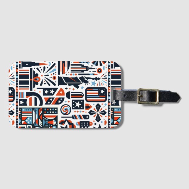 4th of July Generative Pattern Luggage Tag (Front Horizontal)