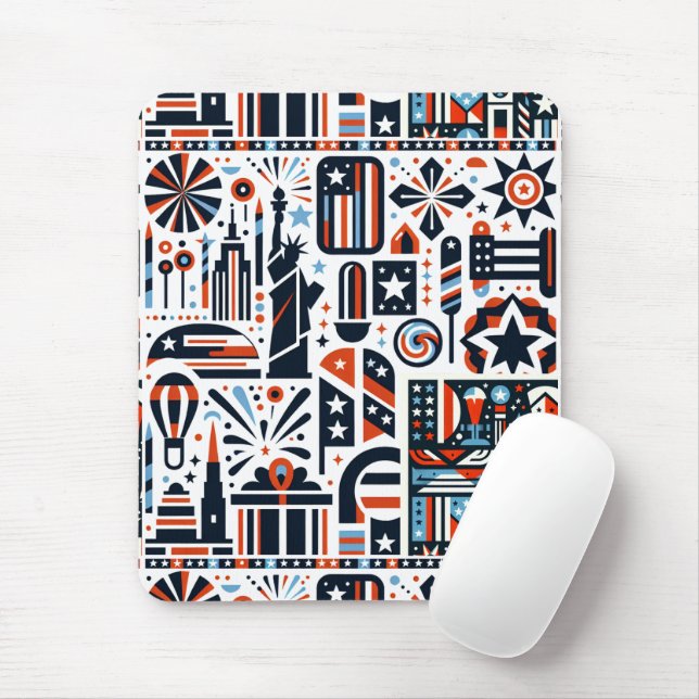 4th of July Generative Pattern Mouse Pad (With Mouse)