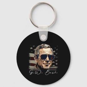 4th Of July George W. Bush President Portrait Patr Key Ring