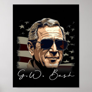 4th Of July George W. Bush President Portrait Patr Poster