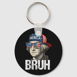 4th of July George Washington Bruh USA Meme Men Key Ring