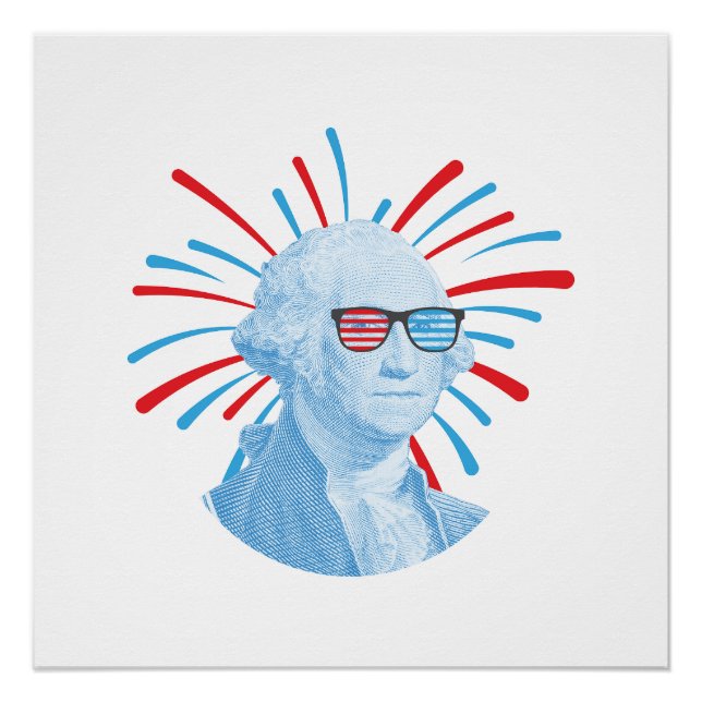4th Of July George Washington Glasses Poster (Front)
