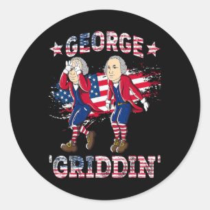 4th Of July George Washington Griddy George Griddi Classic Round Sticker
