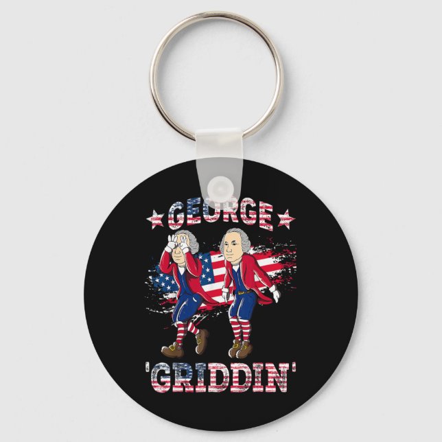 4th Of July George Washington Griddy George Griddi Key Ring (Front)