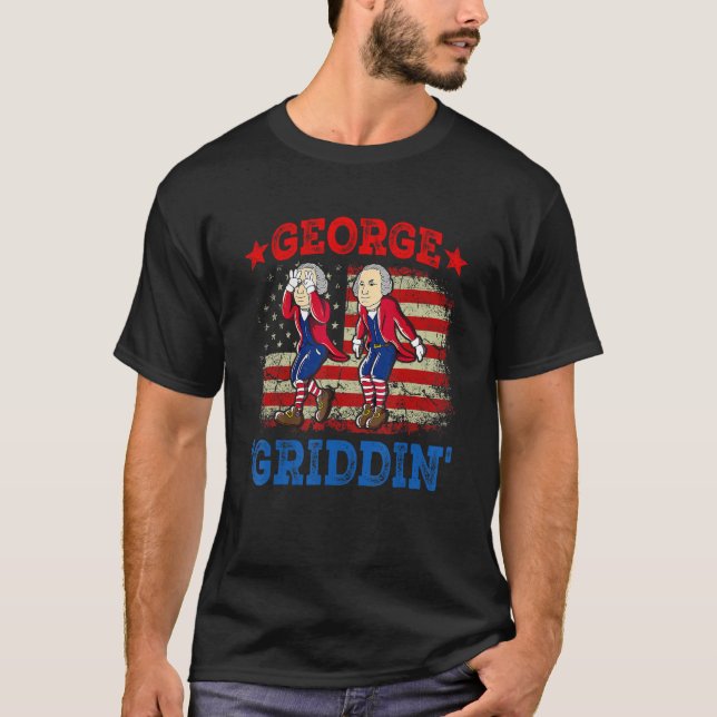 4th Of July George Washington Griddy George Griddi T-Shirt (Front)