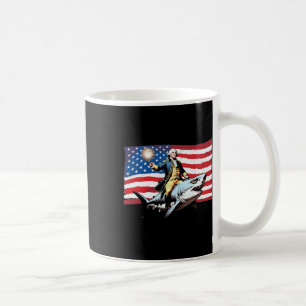 4th Of July George Washington Riding Shark America Coffee Mug