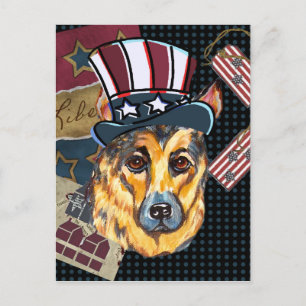 4th OF JULY GERMAN SHEPHERD Postcard