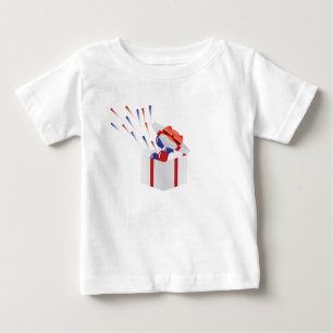 4th of july gift box with fireworks baby T-Shirt