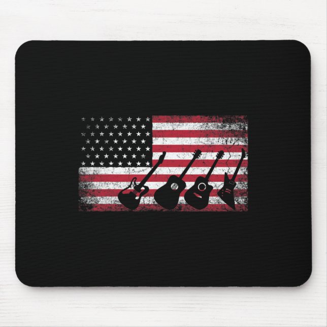 4th Of July Gift For Men Dad Guitar Musician Ameri Mouse Pad (Front)