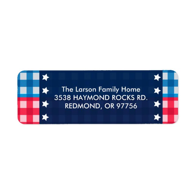4th of July Gingham Picnic Address Labels (Front)