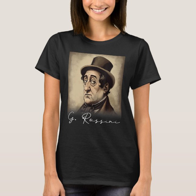 4th of July Gioachino Rossini US Flag Musician Com T-Shirt (Front)