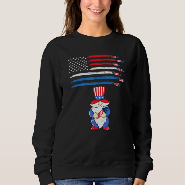 4th Of July Gnome Firework American Flag Usa Hat O Sweatshirt (Front)