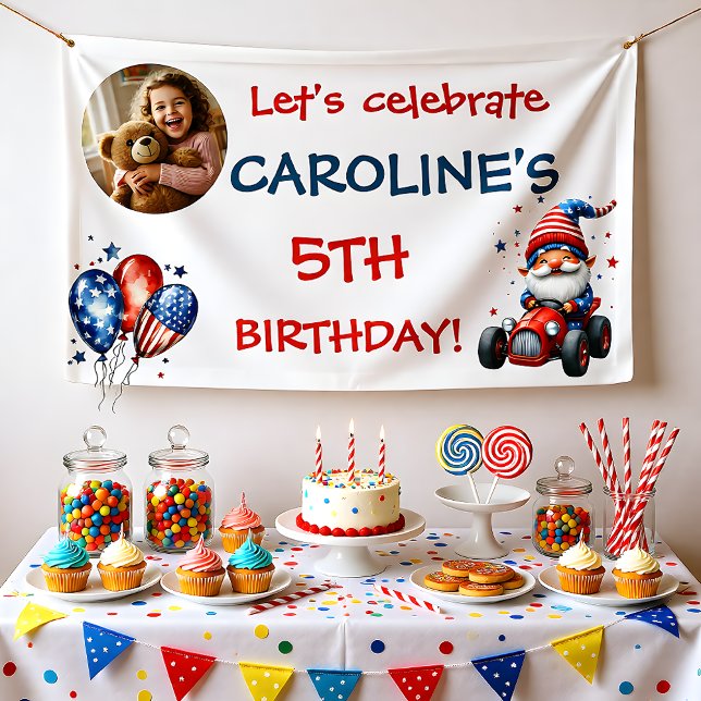 4th Of July Gnome Kid's Birthday  Banner (Creator Uploaded)