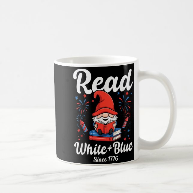 4th of July Gnome Reading Books Coffee Mug (Right)
