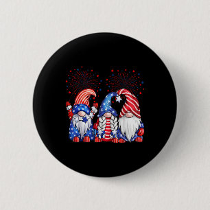 4th Of July Gnomes America Usa Flag Patriotic With 6 Cm Round Badge