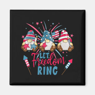 4th Of July Gnomes Let Freedom Ring Funny Magnet