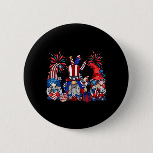 4th Of July Gnomes Patriotic Funny Independence 6 Cm Round Badge