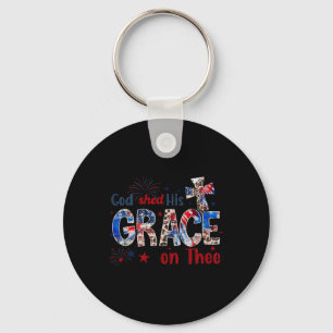 4th Of July God Shed His Grace On Thee 4th Of July Key Ring