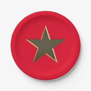 4th of July gold red white patriotic star Paper Plate