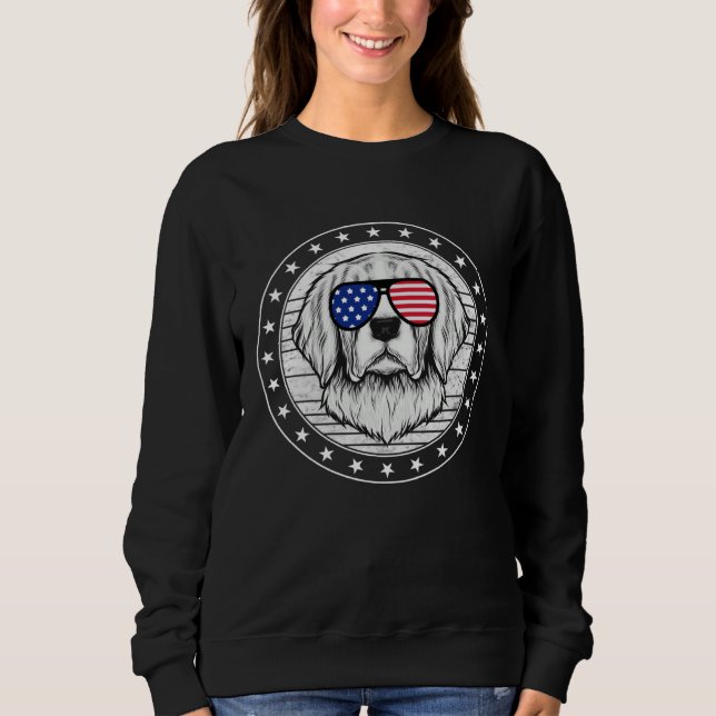 4th Of July Golden Retriever Dog  USA Flag Indepen Sweatshirt (Front)