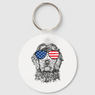 4th Of July Goldendoodle Doodle Dog Patriotic Usa  Key Ring