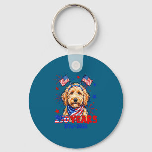 4th of july goldendoodle meme 250 years 1776-2026 key ring